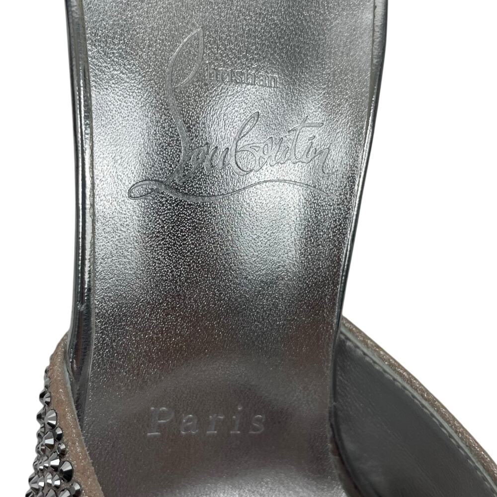Christian Louboutin Me Dolly Strass 100mm Crystal Mules Silver Size 38 - Picture 15 of 15